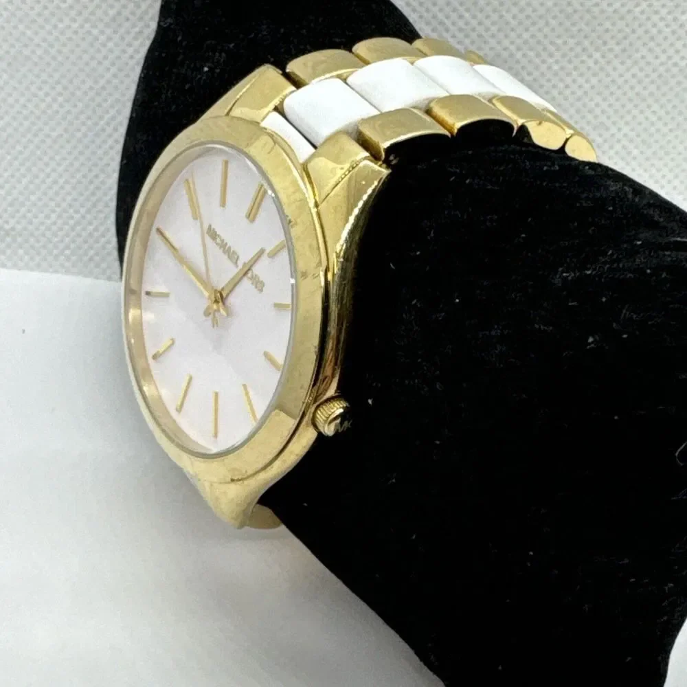 Michael Kors Slim Runway MK4295 Women's Two Tone Analog Dial Wrist Watch JNA302